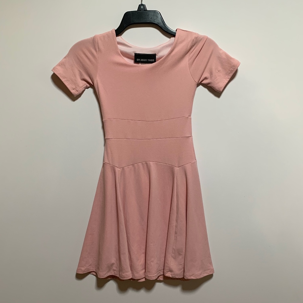 Un Deux Trois Girls Pink Short Sleeve Dress Size 8